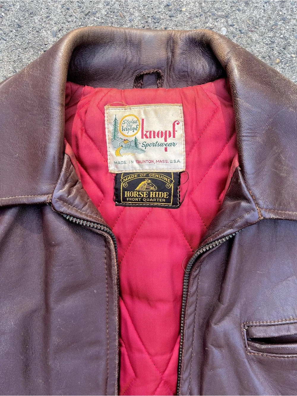 1940 LEATHER JACKET HORSE HIDE RARE VINTAGE MENS DISTRESSED BOMBER METAL ZIPPER